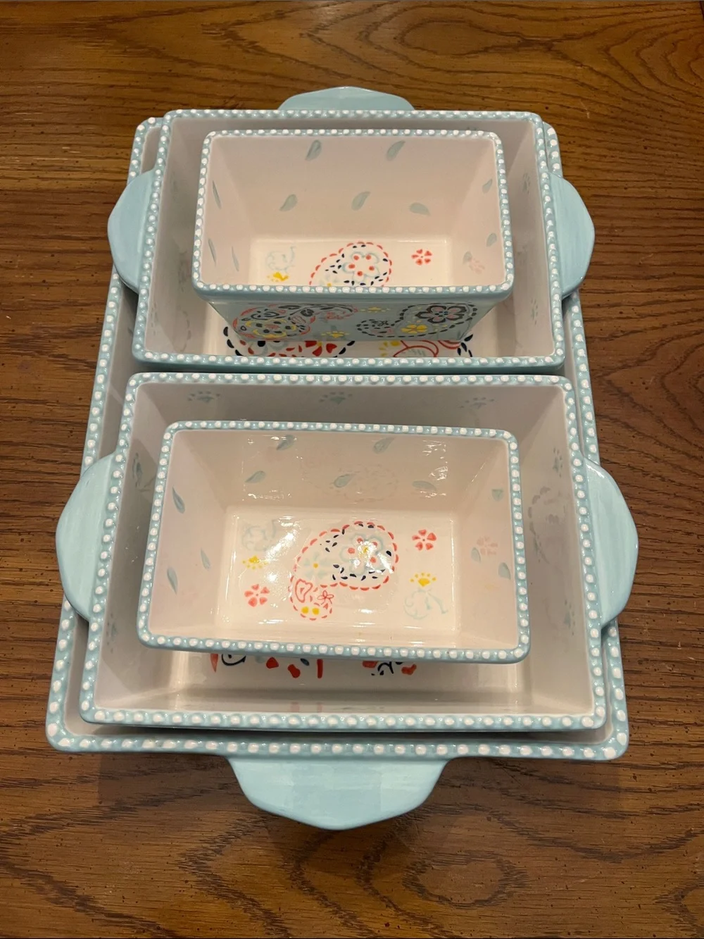 5 piece bakeware set with floral paisley design